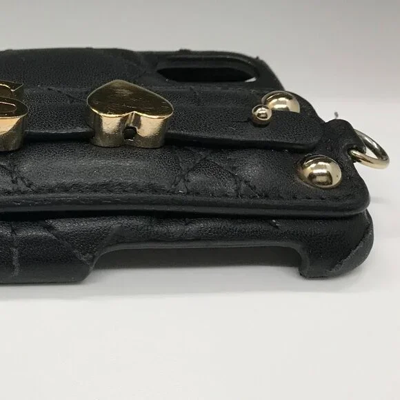 Christian Dior Cannage Black Leather iPhone X XS Cellphone Case /1D2386